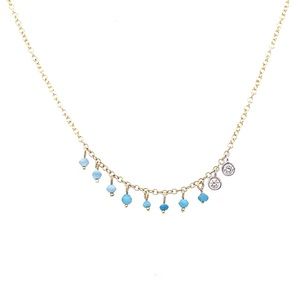 Meira T 14kt Yellow Gold Turquoise and Diamond Charm Necklace